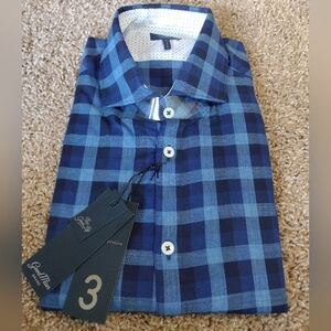 Good Man Brand Men's  Blue Plaid Long Sleeve Button Down Shirt NWT